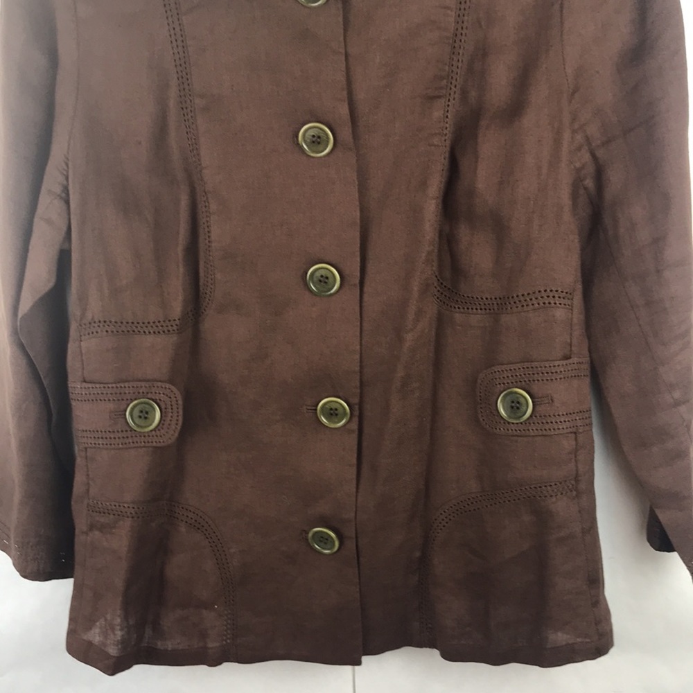 Excellent condition Max Studio linen lightweight long blazer jacket sz 12 shaket - Picture 3 of 4